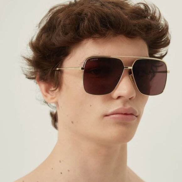 Gucci Men NAVIGATOR Sunglasses Gold Brown Aviator GG1676S 002 BRAND NEW - Picture 11 of 13